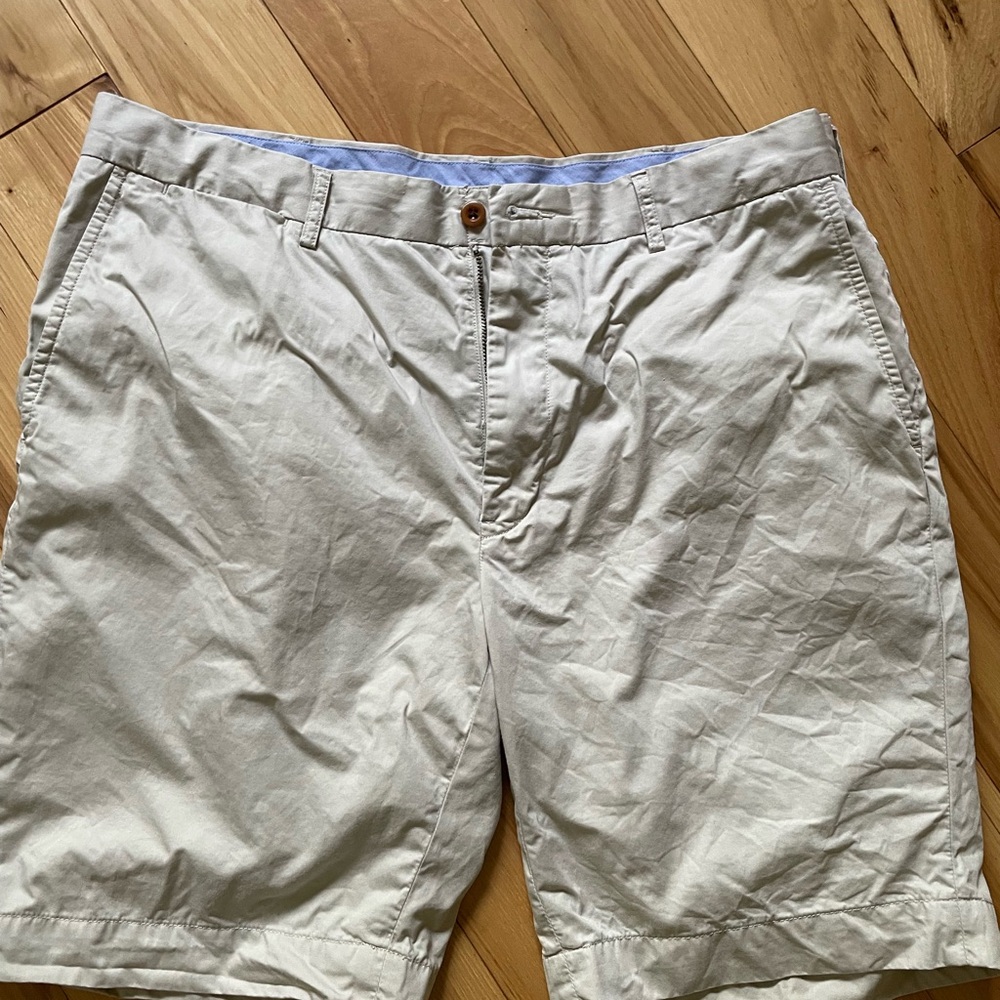 Ralph Lauren Cream Flat-Front Cotton Chino Shorts